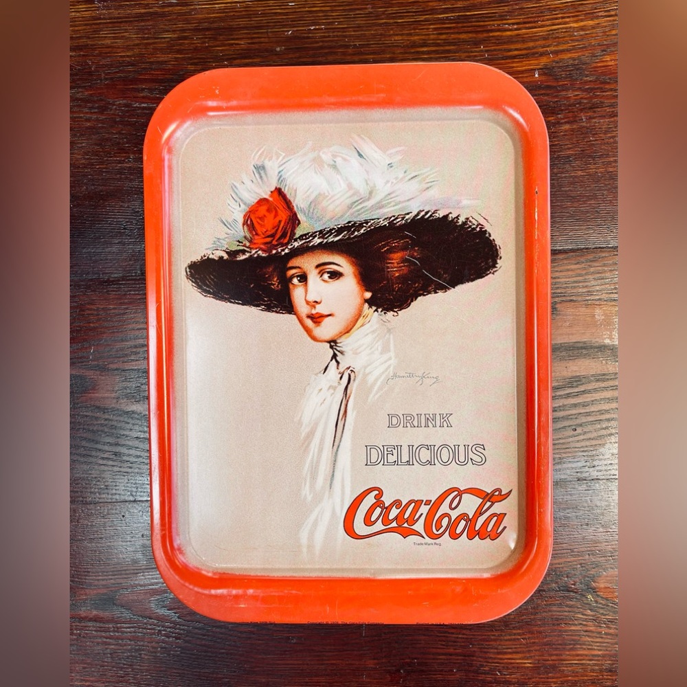 Vintage 1971 Coca Cola Metal Serving Tray Hamilton King Girl Woman 1909